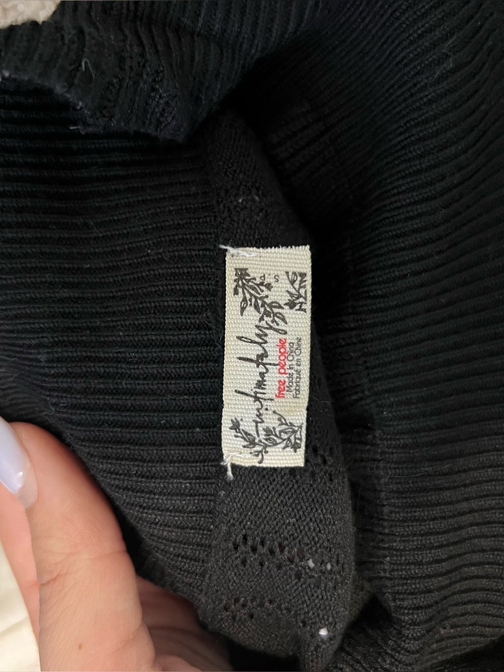Free People Black Pointelle High-Neck Long-Sleeve Bodysuit - Picture 10 of 10